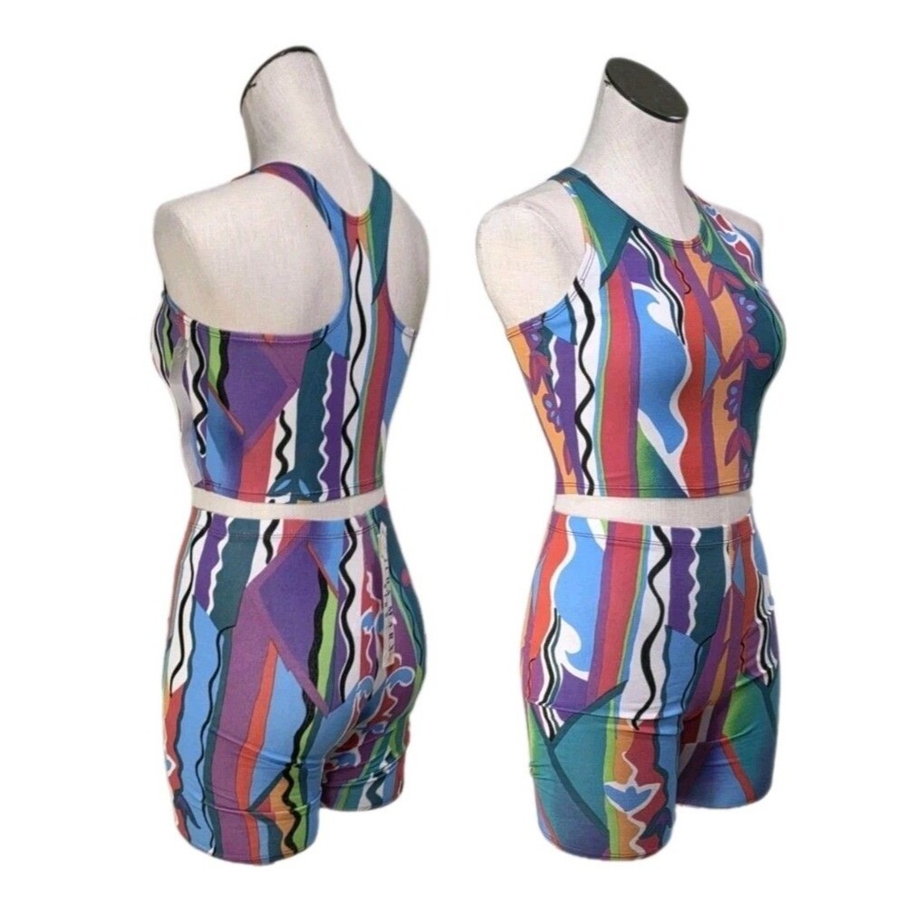 Gilda Marx VTG Y2K Cotton Blend Dance Shorts Racerback Tank Set Size S/XS (Y/J)